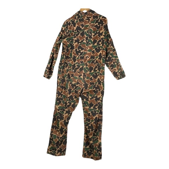 Vintage 80s Game Winner Duck Camo Full Body Jumpsuit Front Zip Men's Size Large - Picture 2 of 10